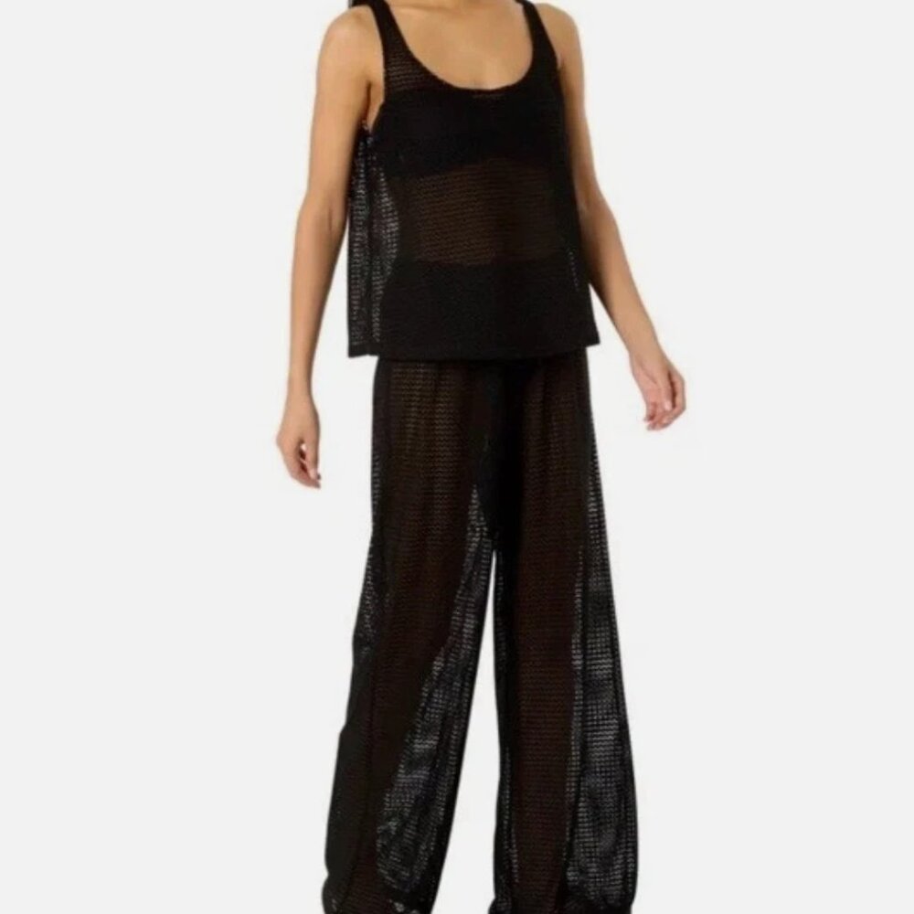 Hurley Women's Size Medium/Large Black 2 Piece Crochet Coverup Swims Set NWT